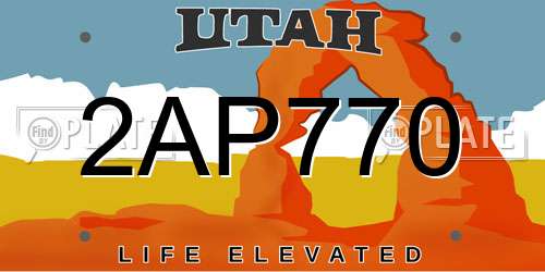 2AP770 Utah License Plate