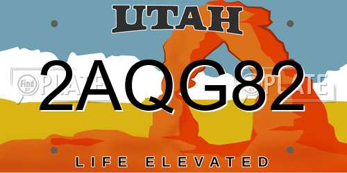 2AQG82 Utah License Plate