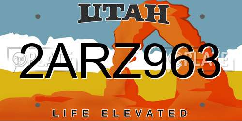 2ARZ963 Utah License Plate
