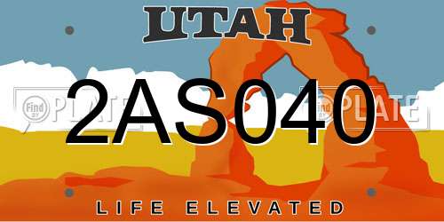 2AS040 Utah License Plate