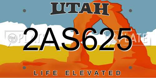 2AS625 Utah License Plate