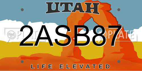 2ASB87 Utah License Plate