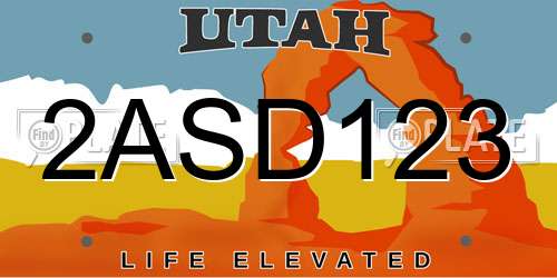 2ASD123 Utah License Plate