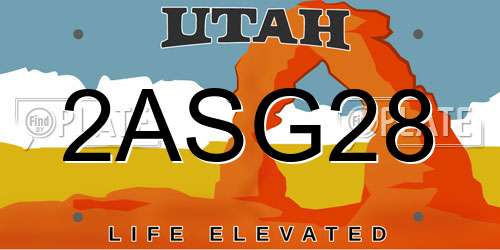 2ASG28 Utah License Plate