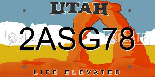 2ASG78 Utah License Plate
