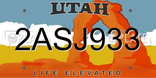 2ASJ933 Utah License Plate