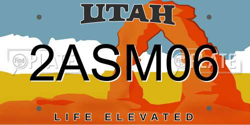2ASM06 Utah License Plate