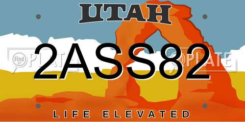 2ASS82 Utah License Plate