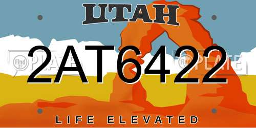 2AT6422 Utah License Plate