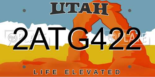 2ATG422 Utah License Plate