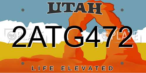 2ATG472 Utah License Plate