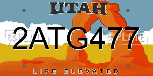2ATG477 Utah License Plate
