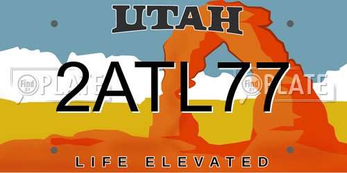 2ATL77 Utah License Plate