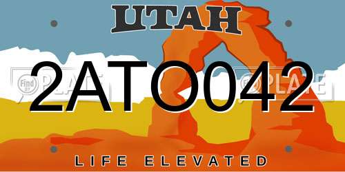 2ATO042 Utah License Plate