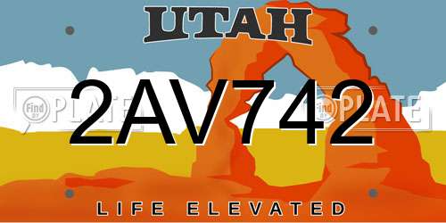 2AV742 Utah License Plate