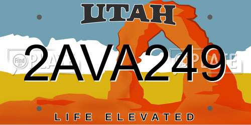 2AVA249 Utah License Plate