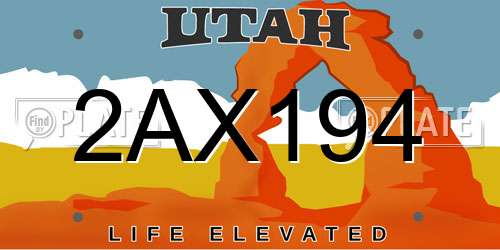 2AX194 Utah License Plate