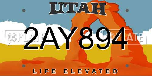 2AY894 Utah License Plate
