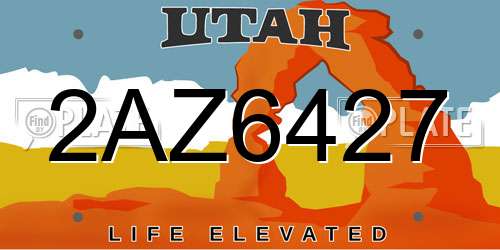 2AZ6427 Utah License Plate