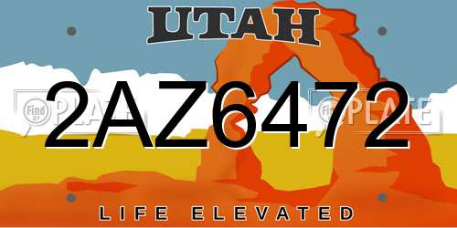 2AZ6472 Utah License Plate