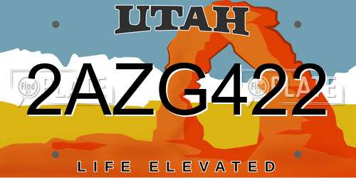 2AZG422 Utah License Plate