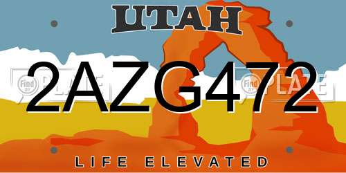 2AZG472 Utah License Plate