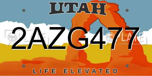2AZG477 Utah License Plate