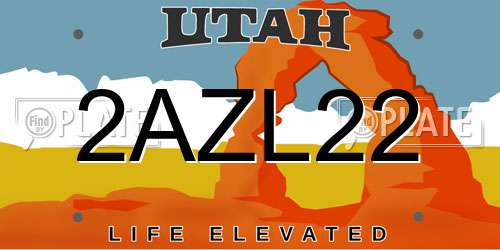 2AZL22 Utah License Plate