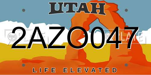 2AZO047 Utah License Plate