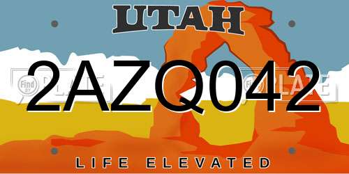2AZQ042 Utah License Plate