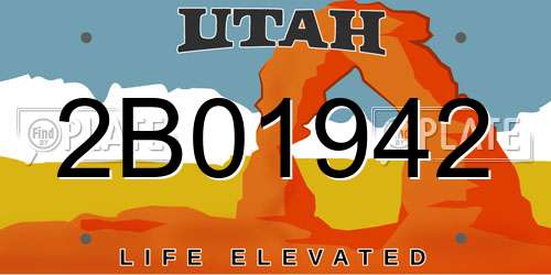 2B01942 Utah License Plate