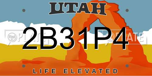 2B31P4 Utah License Plate