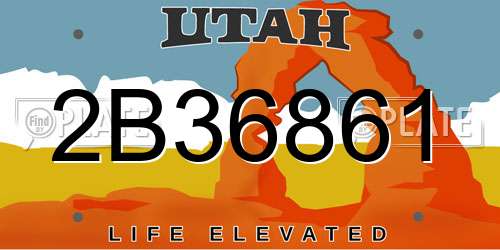 2B36861 Utah License Plate