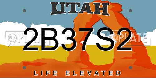 2B37S2 Utah License Plate