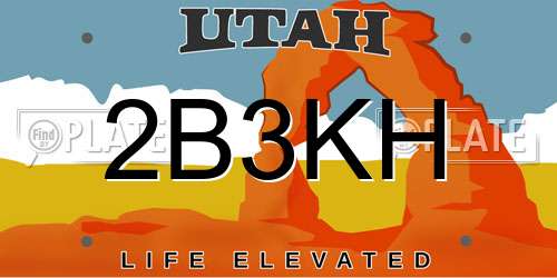 2B3KH Utah License Plate