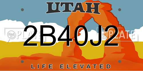 2B40J2 Utah License Plate