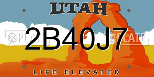 2B40J7 Utah License Plate