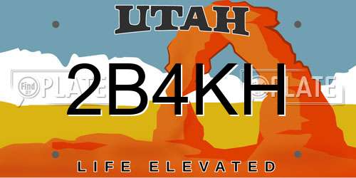 2B4KH Utah License Plate