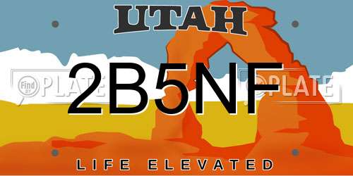 2B5NF Utah License Plate