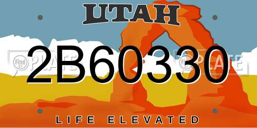 2B60330 Utah License Plate
