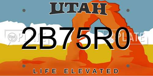 2B75R0 Utah License Plate