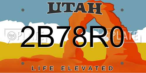 2B78R0 Utah License Plate