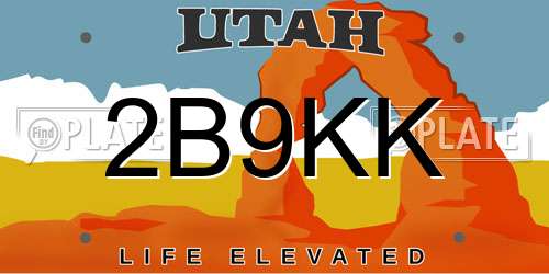 2B9KK Utah License Plate