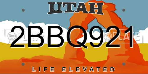 2BBQ921 Utah License Plate