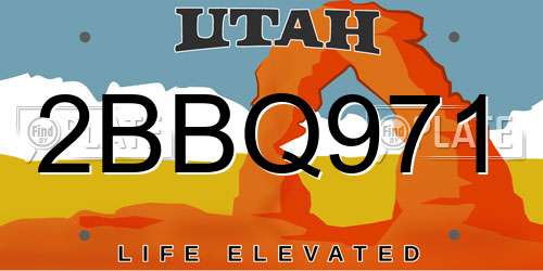 2BBQ971 Utah License Plate