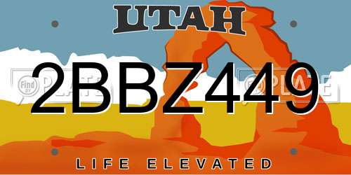 2BBZ449 Utah License Plate