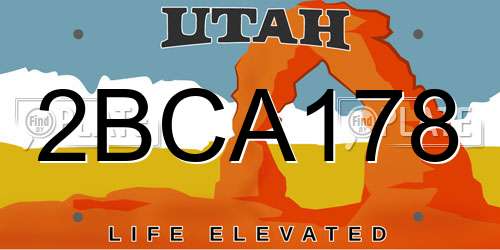 2BCA178 Utah License Plate