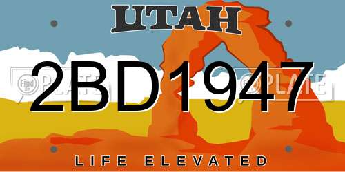 2BD1947 Utah License Plate