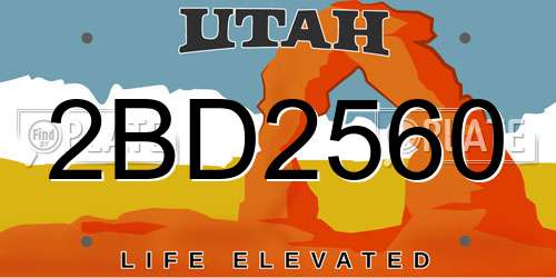 2BD2560 Utah License Plate