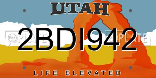 2BDI942 Utah License Plate
